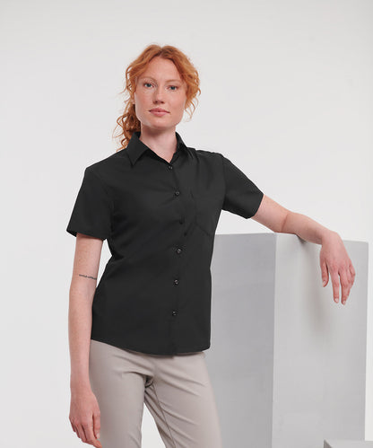 Russell Athletic Collection J935F Women's short sleeve polycotton easycare poplin shirt
