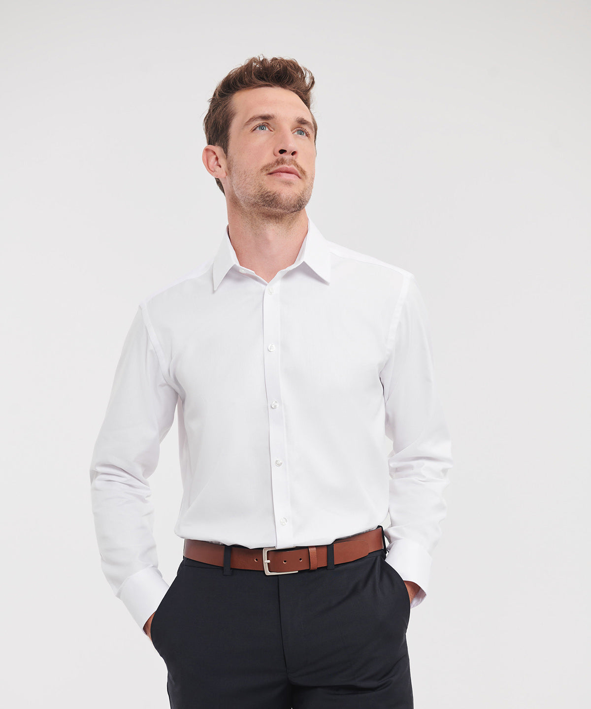 Russell Athletic Collection J962M Long sleeve herringbone shirt