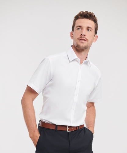 Russell Athletic Collection J963M Short sleeve herringbone shirt