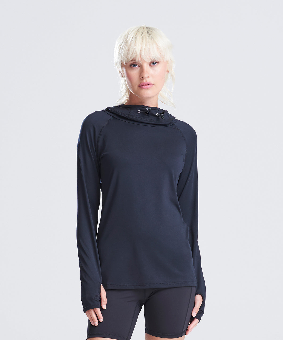 AWDis Just Cool JC038 Women's cool cowl neck top in Black Slate Melange