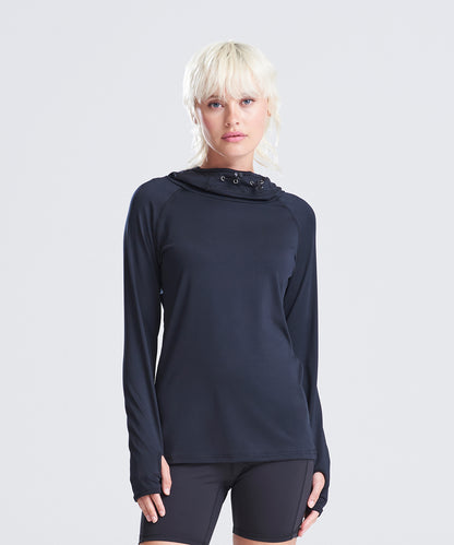 AWDis Just Cool JC038 Women's cool cowl neck top in Black Slate Melange