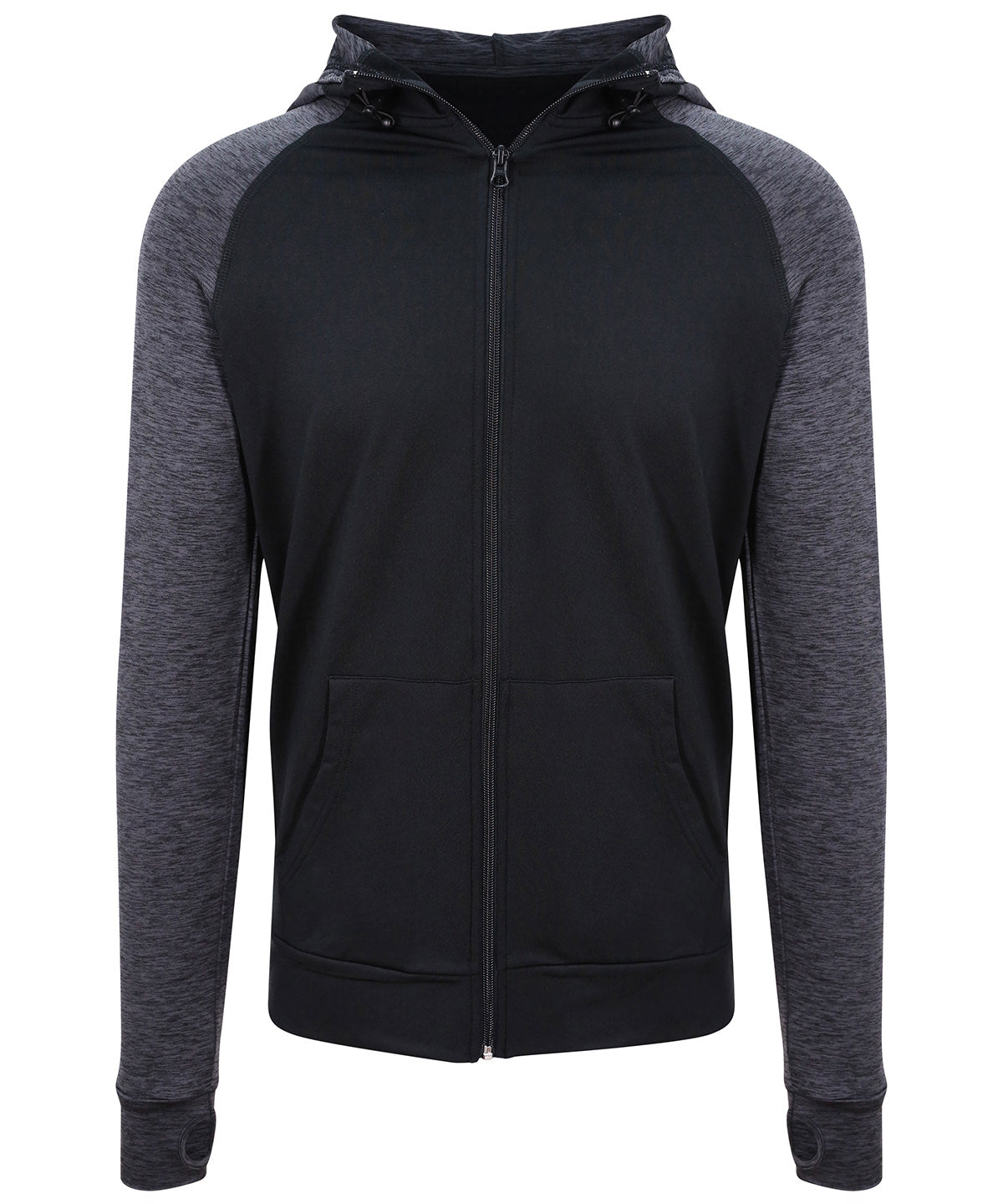 AWDis Just Cool JC057 Cool contrast zoodie in Black/Black Slate Melange