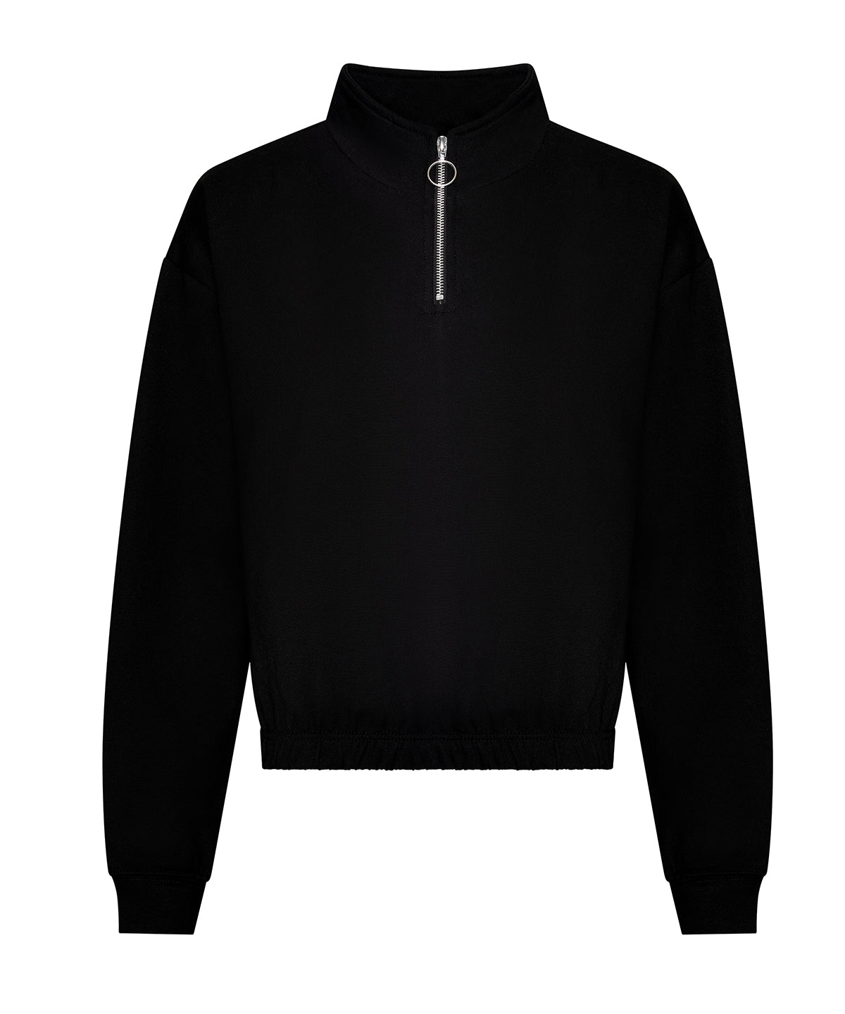 AWDis Just Hoods JH037 Women's cropped ¼-zip sweat in Deep Black