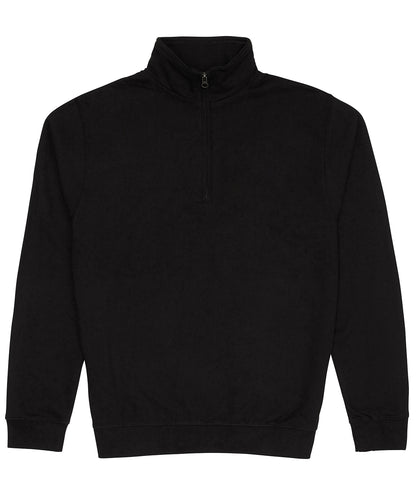 AWDis Just Hoods JH046 Sophomore ¼ zip sweatshirt in Deep Black
