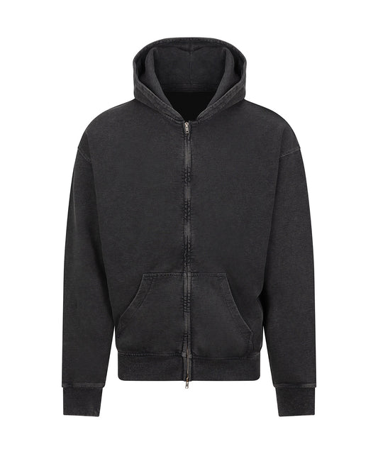 AWDis Just Hoods JH185 Vintage washed zoodie in Washed Black
