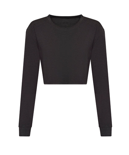 AWDis Just T's JT016 Women's long sleeve cropped T in Heather Black