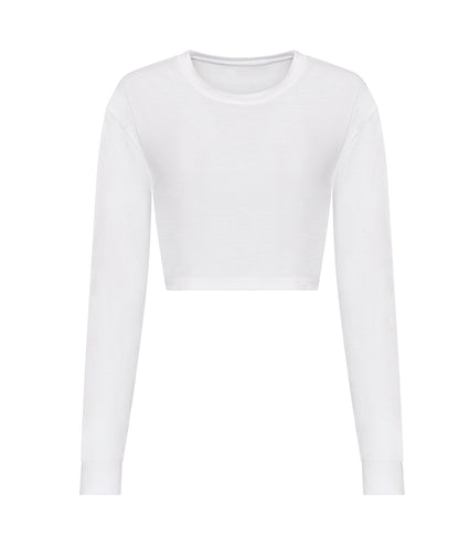 AWDis Just T's JT016 Women's long sleeve cropped T in Solid White
