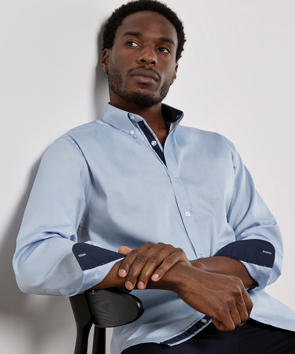 Kustom Kit KK190 Contrast premium Oxford shirt (button-down collar) long-sleeved (tailored fit)