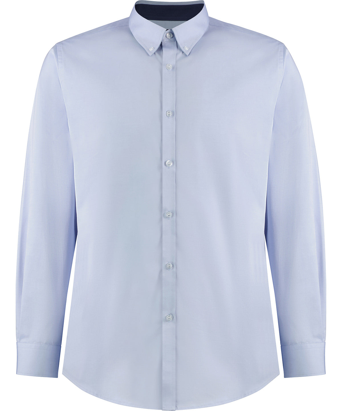 Kustom Kit KK190 Contrast premium Oxford shirt (button-down collar) long-sleeved (tailored fit) in Light Blue/Navy
