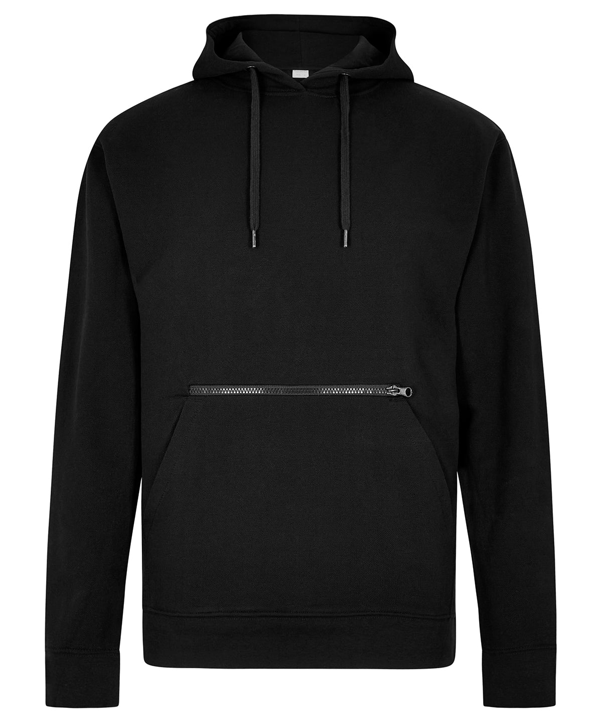 Kustom Kit KK338 Regular fit piqué hoodie with zipped pocket in Black