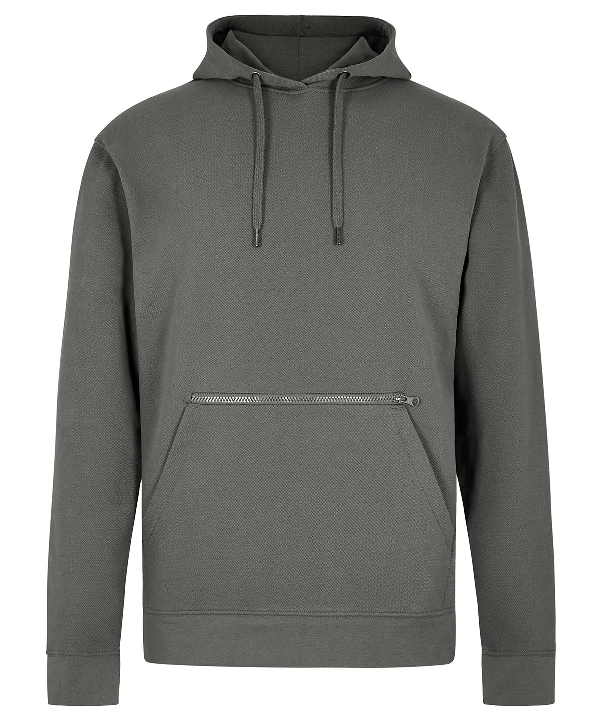 Kustom Kit KK338 Regular fit piqué hoodie with zipped pocket in Dark Grey