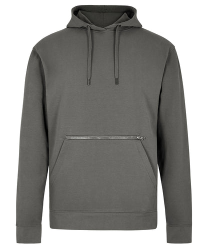 Kustom Kit KK338 Regular fit piqué hoodie with zipped pocket in Dark Grey