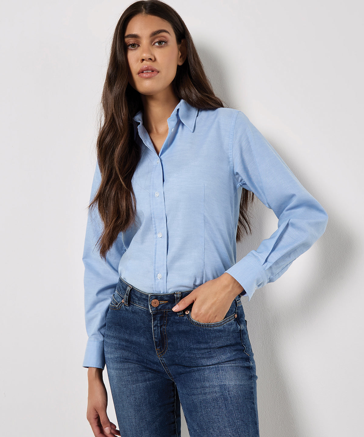 Kustom Kit KK361 Women's workplace Oxford blouse long-sleeved (tailored fit)