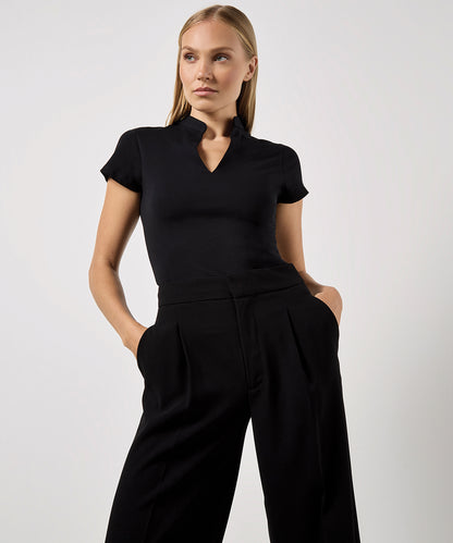 Kustom Kit KK770 Women's corporate short-sleeved top v-neck mandarin collar (regular fit)