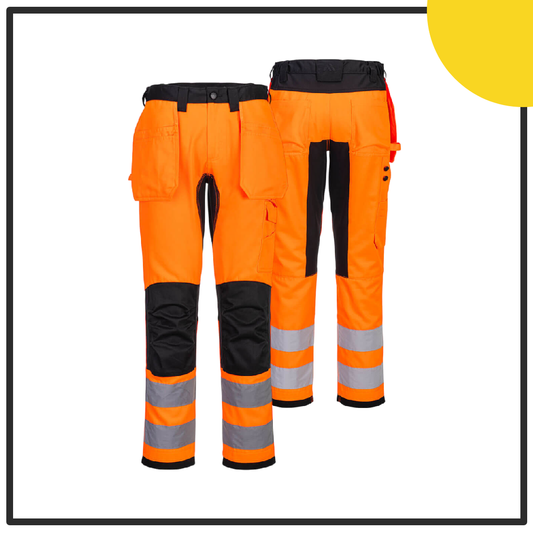 Portwest - WX2 Eco Hi-Vis Holster Pocket Trousers Orange/Black