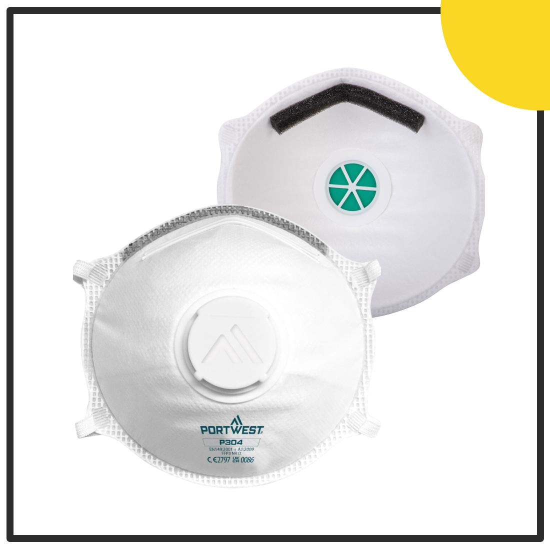Portwest - P304 - FFP3 Valved Dolomite Light Cup Respirator (Pk10) White