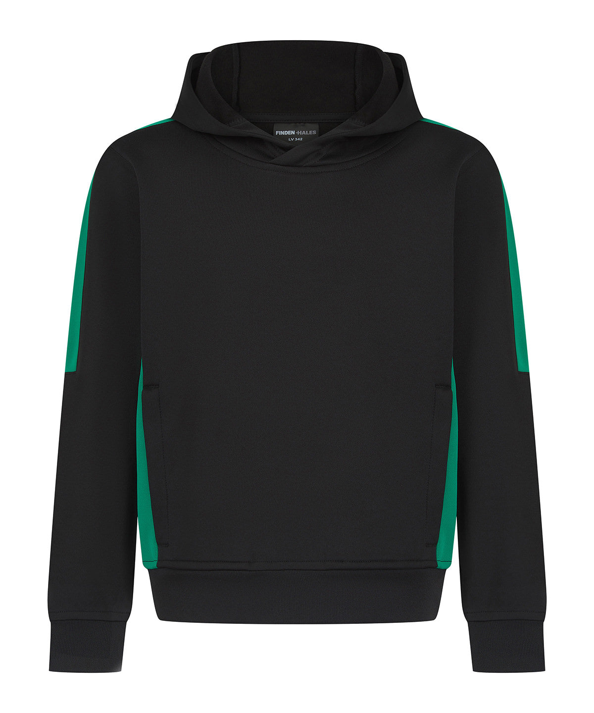Finden & Hales LV342 Kids' team hoodie in Black/Emerald