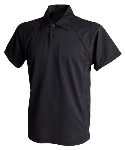Finden & Hales LV370 Piped performance polo in Black/Black†