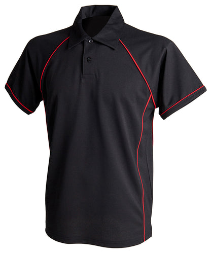 Finden & Hales LV370 Piped performance polo in Black/Red†