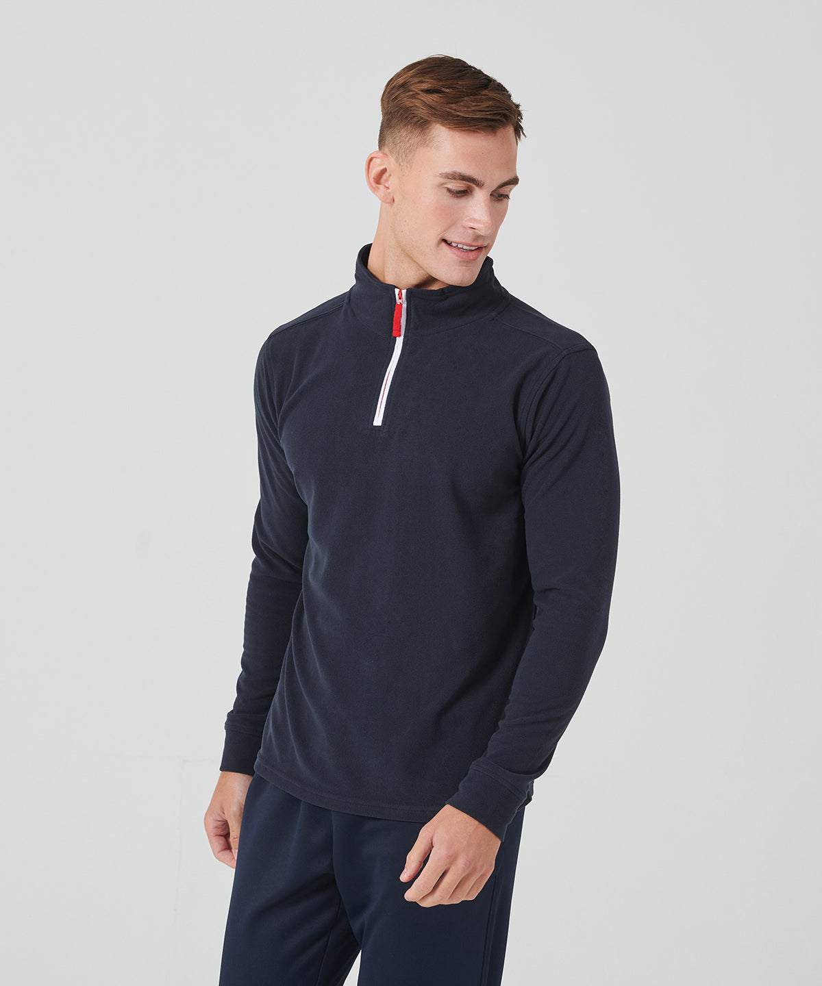 Finden & Hales LV570 ¼ zip long sleeve fleece piped