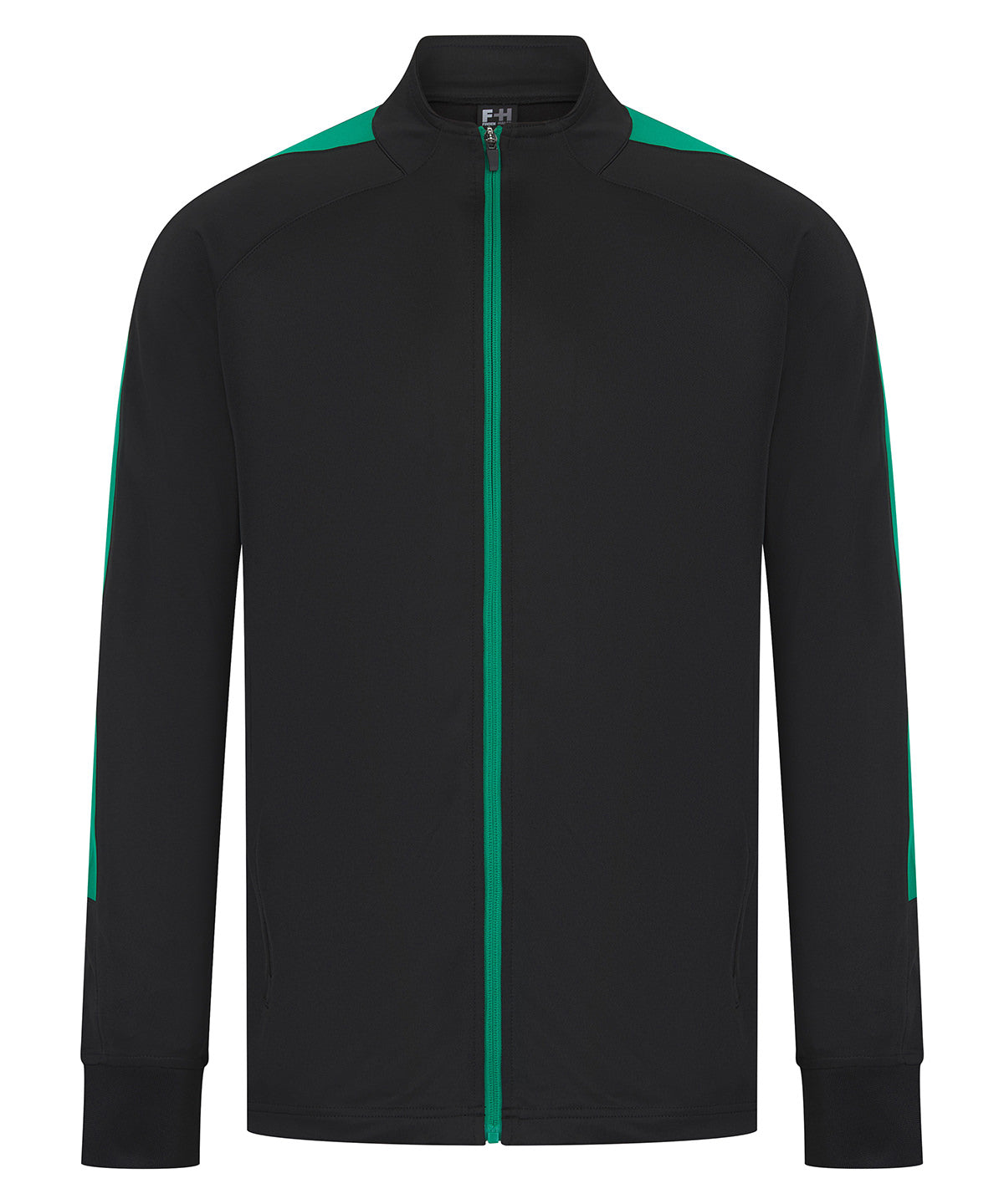 Finden & Hales LV871 Knitted tracksuit top in Black/Emerald*