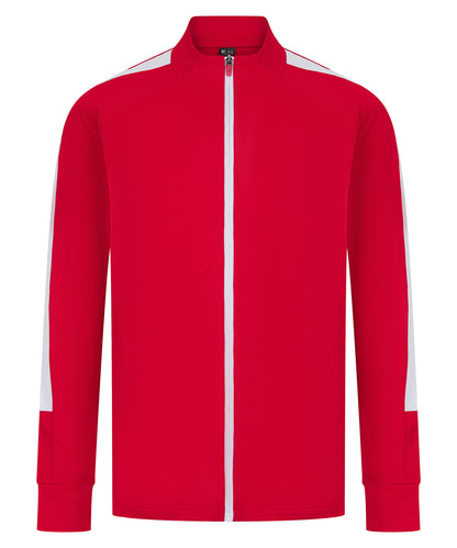 Finden & Hales LV871 Knitted tracksuit top in Red/White