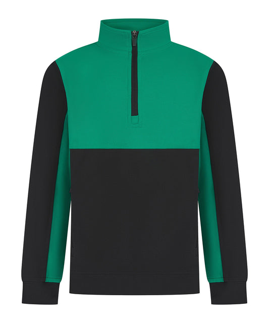 Finden & Hales LV875 Kids ¼-tracksuit top in Black/Emerald