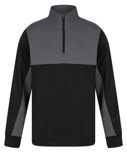 Finden & Hales LV875 Kids ¼-tracksuit top in Black/Gunmetal Grey