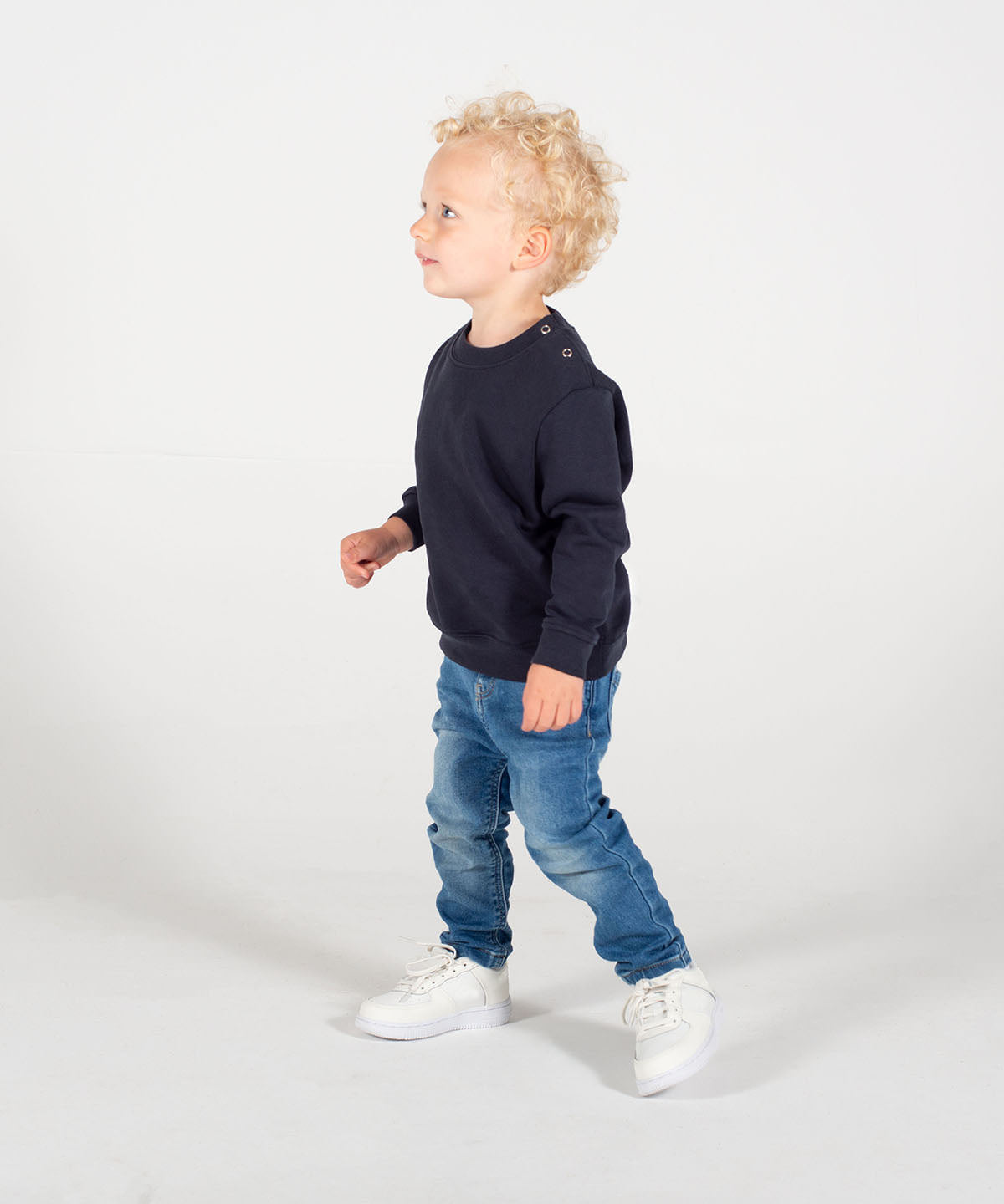 Larkwood LW06T Crew neck sweatshirt with shoulder poppers