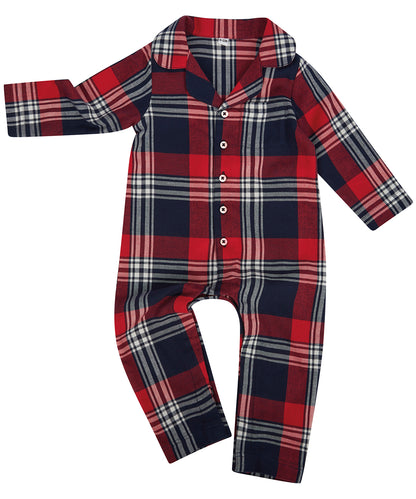 Larkwood LW74T Tartan all-in-one in Red/Navy Check