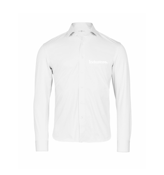 All White Embroidered Logo Teejays Active stretch shirt - industore.