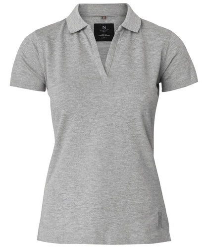 Nimbus NB52F Women’s Harvard v-neck – stretch deluxe polo in Grey Melange