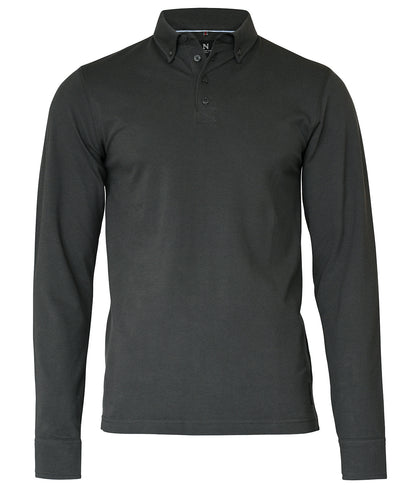 Nimbus NB71M Carlington – deluxe long sleeve polo in Charcoal
