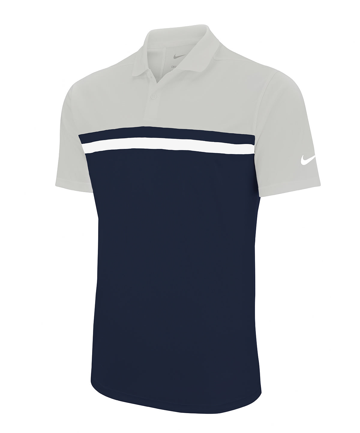Nike NK343 Nike Victory colour block polo in Light Smoke Grey / Obsidian / White / White