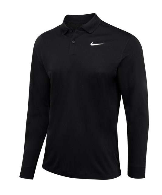 Nike NK354 Nike Dri-FIT Victory solid long sleeve polo in Black/White