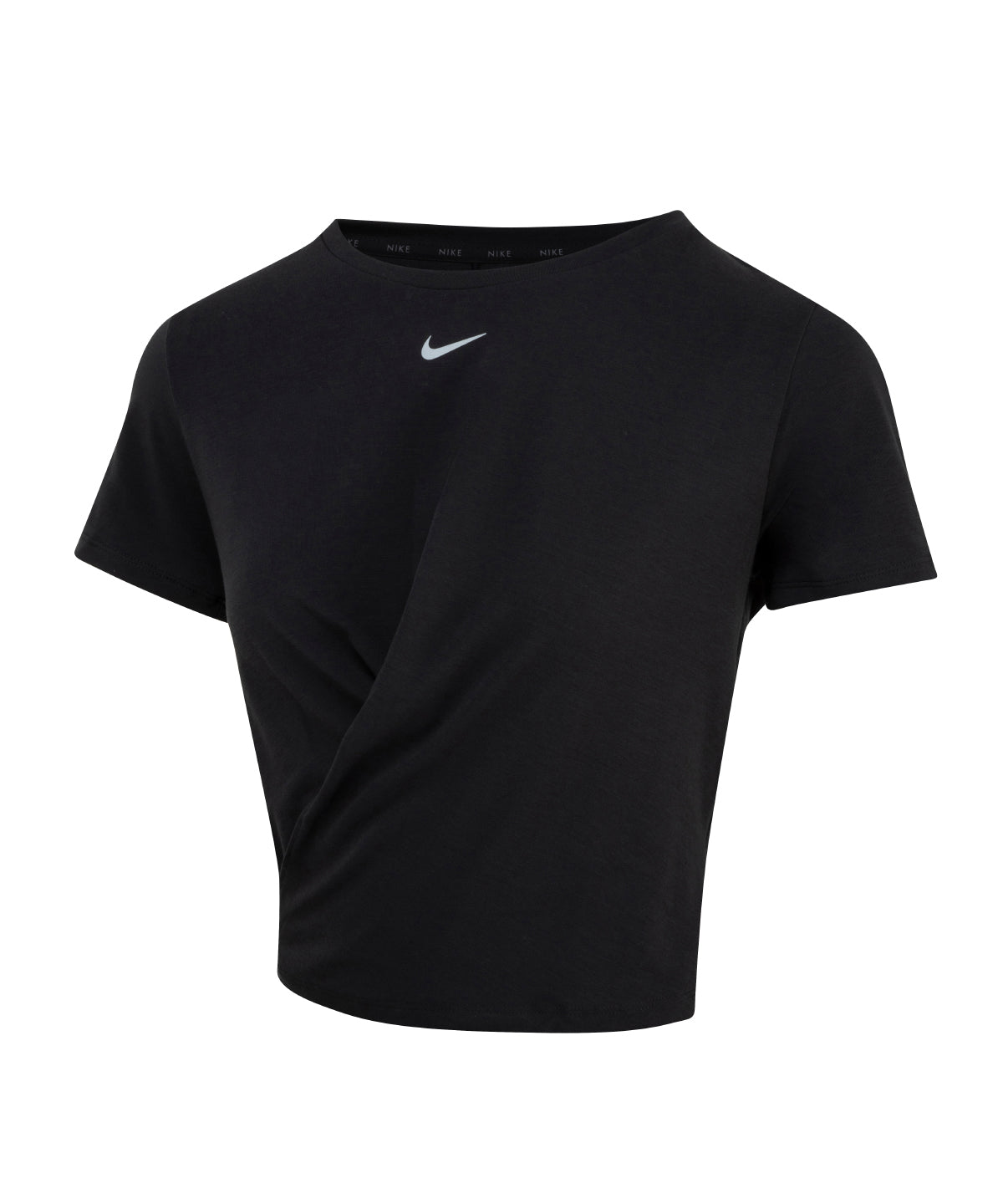 Nike NK374 Women’s Nike One Luxe Dri-FIT short sleeve standard twist top in Black/Reflective Silver