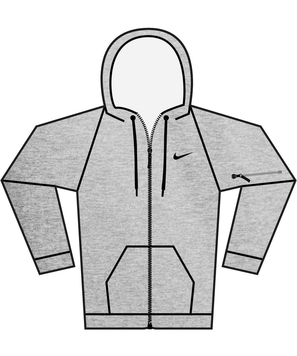 Nike NK389 Nike men’s full-zip fitness hoodie in Dark Grey Heather/ Particle Grey/ Black