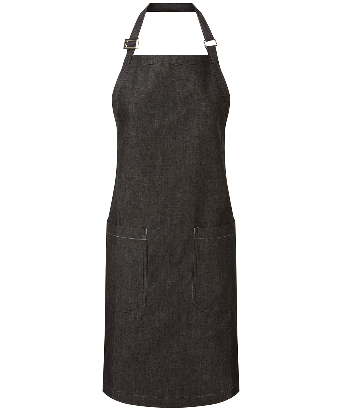 Premier PR113 Cotton denim bib apron, organic and Fairtrade certified in Black Denim