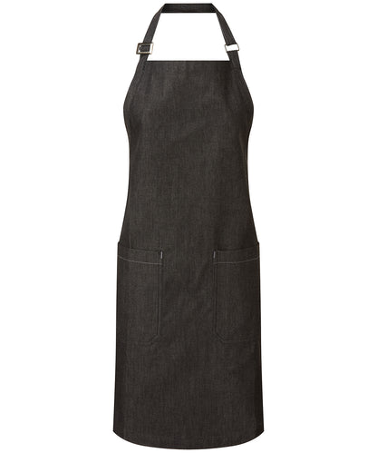 Premier PR113 Cotton denim bib apron, organic and Fairtrade certified in Black Denim