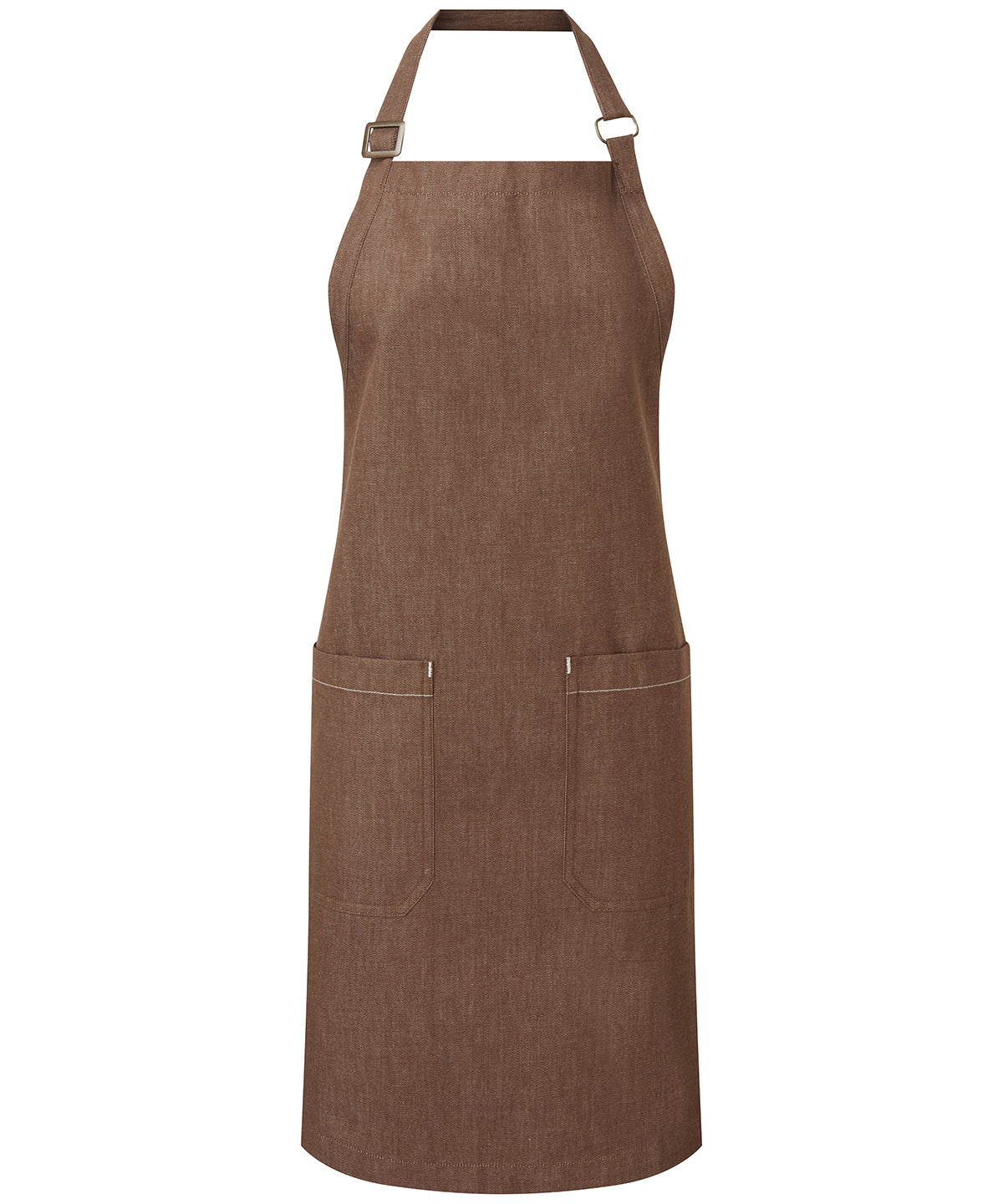 Premier PR113 Cotton denim bib apron, organic and Fairtrade certified in Brown Denim