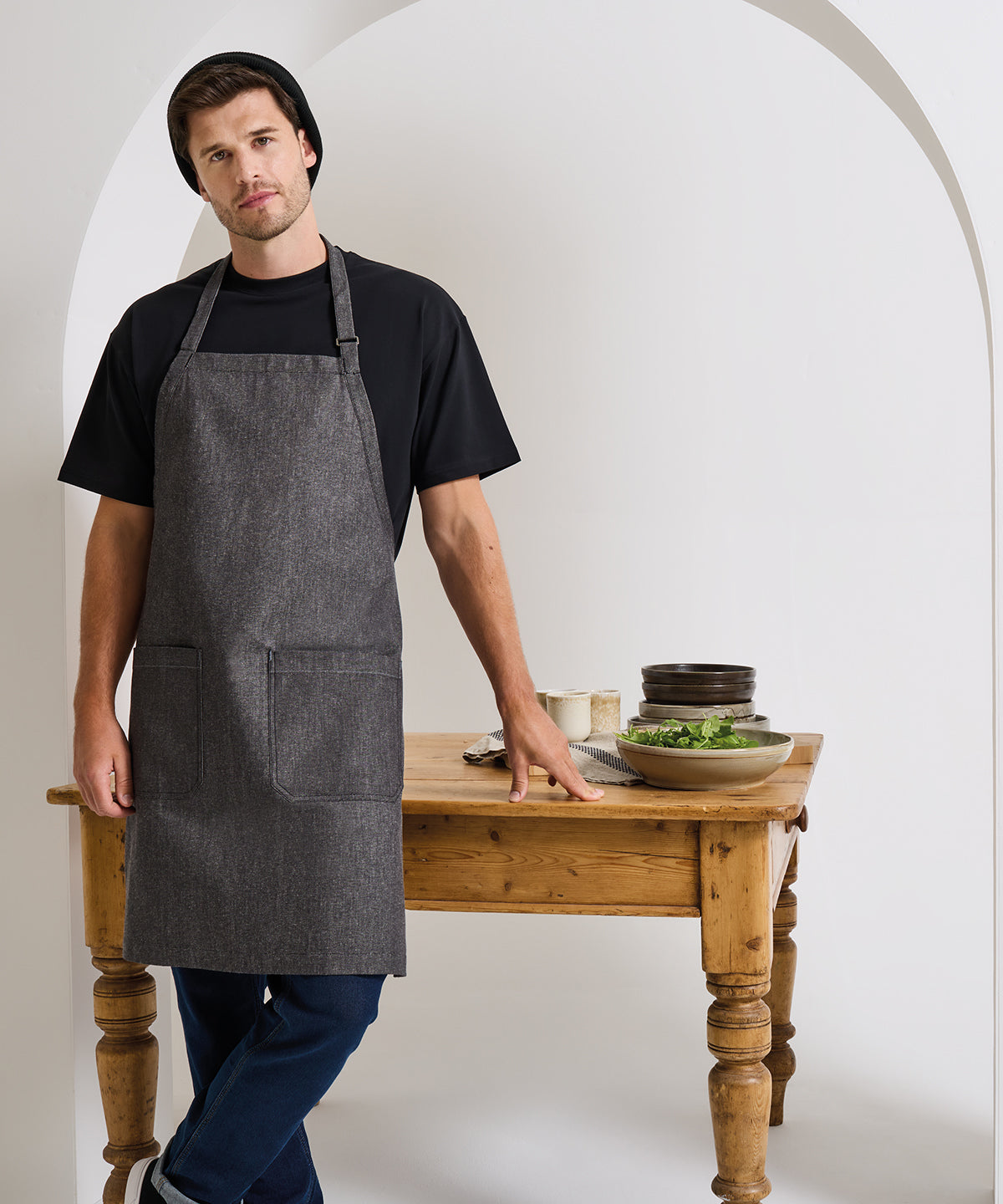 Premier PR113 Cotton denim bib apron, organic and Fairtrade certified