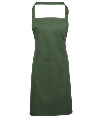 Premier PR154 Colours bib apron with pocket in Moss