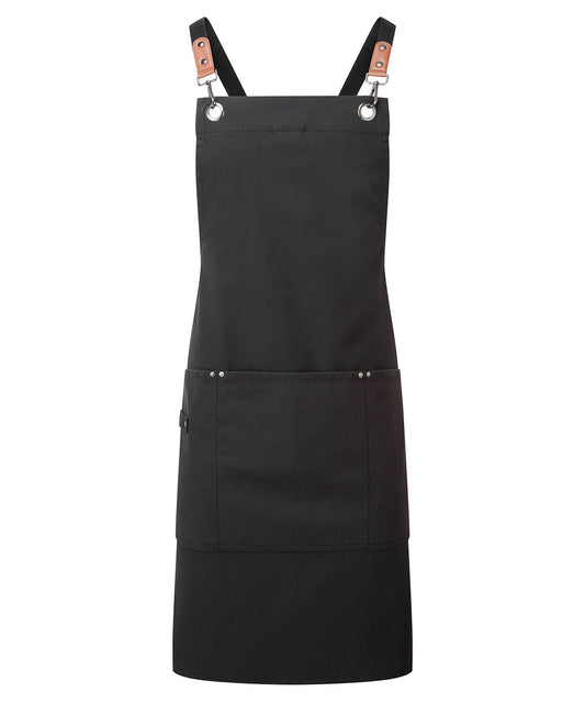 Premier PR182 Clip ‘n’ Clasp cross-back bib apron in Black