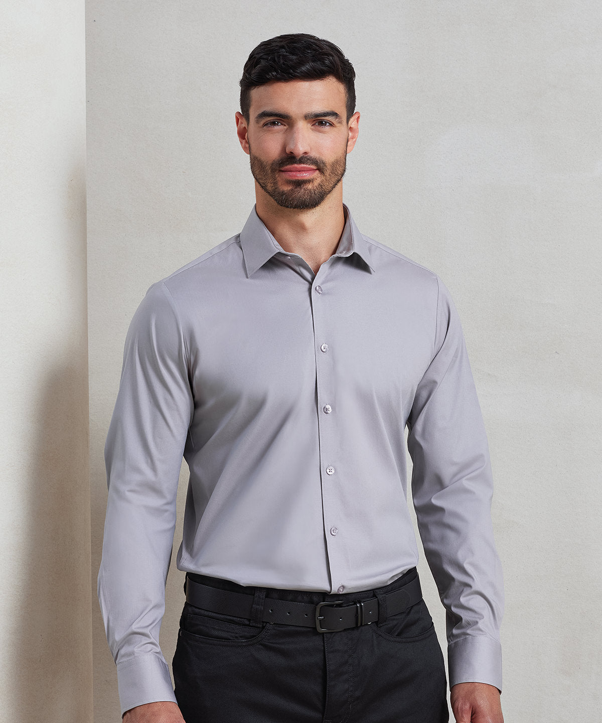 Premier PR244 Stretch fit cotton poplin long sleeve shirt