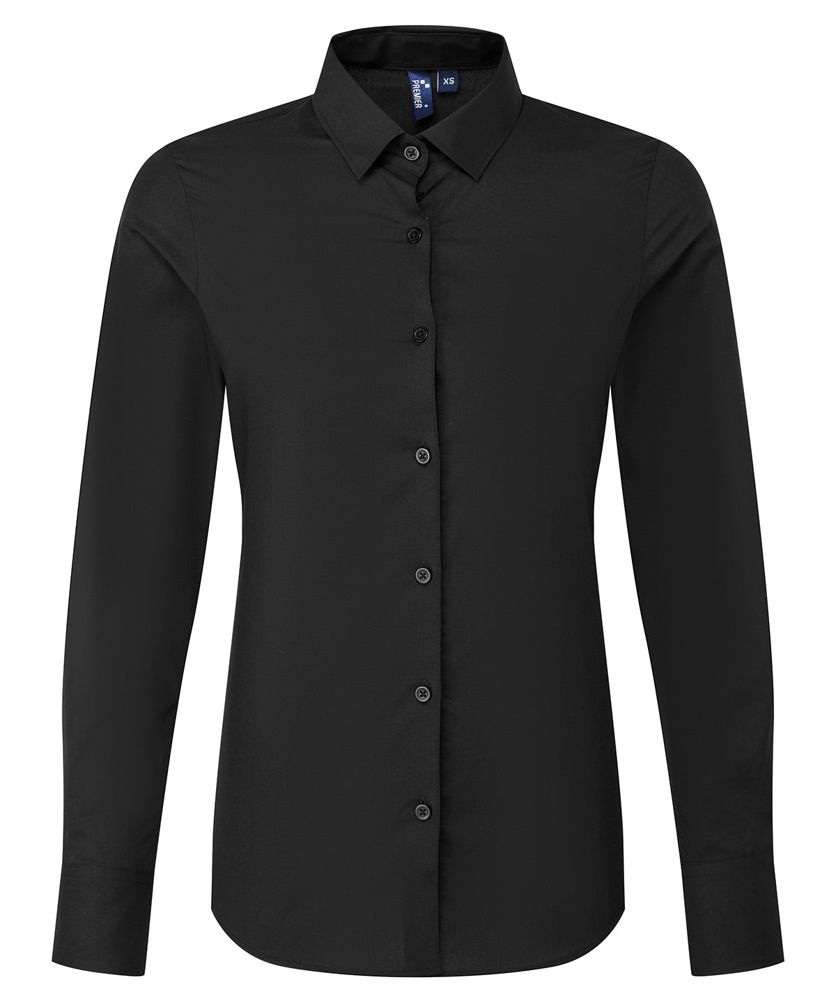 Premier PR303 Women’s long sleeve ‘Recyclight’ poplin shirt in Black