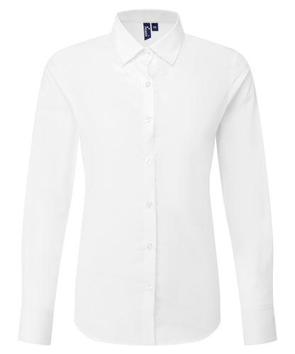 Premier PR303 Women’s long sleeve ‘Recyclight’ poplin shirt in White