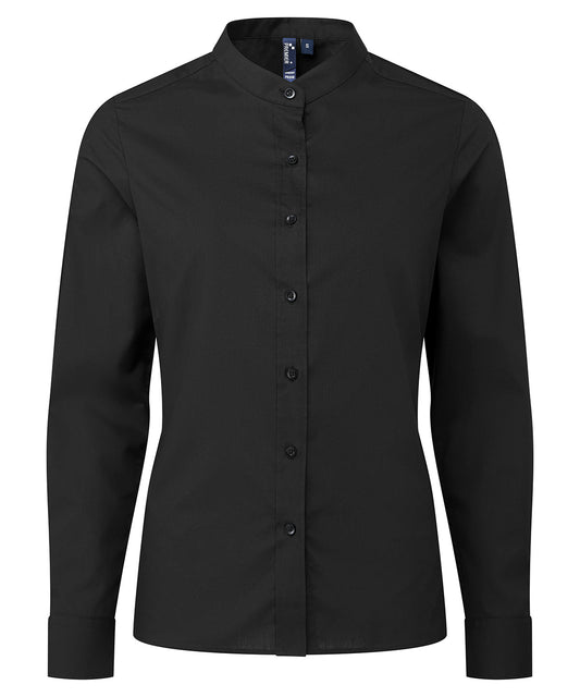 Premier PR358 Women's banded collar 'grandad' shirt in Black