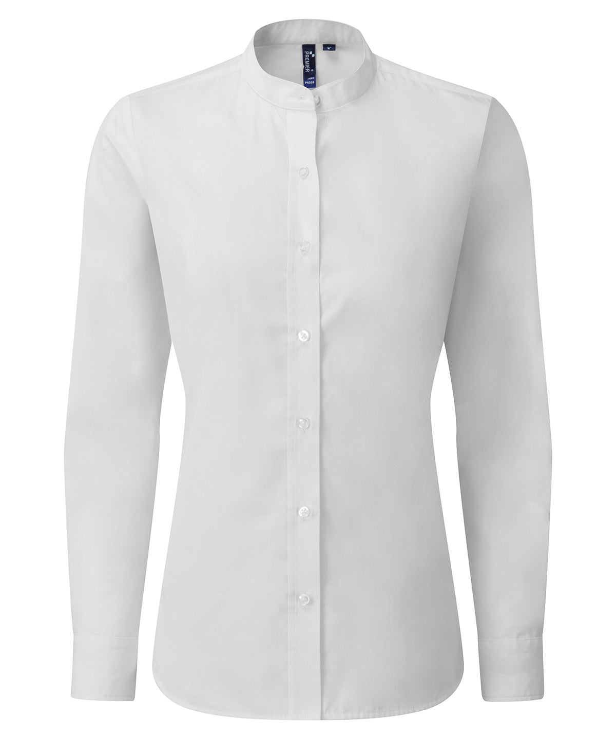 Premier PR358 Women's banded collar 'grandad' shirt in White