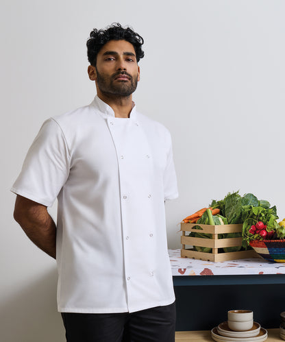 Premier PR664 Studded front short sleeve chef's jacket