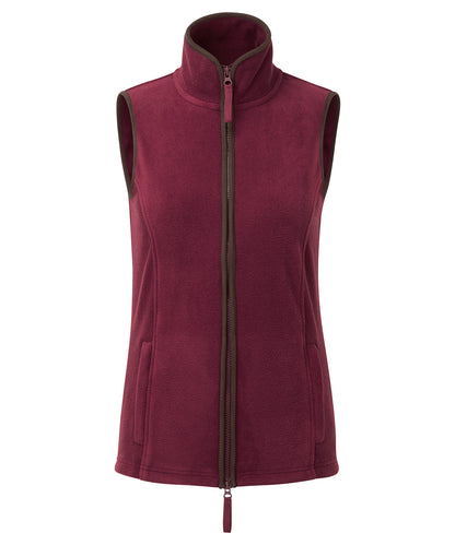 Premier PR804 Women’s artisan fleece gilet in Burgundy/Brown